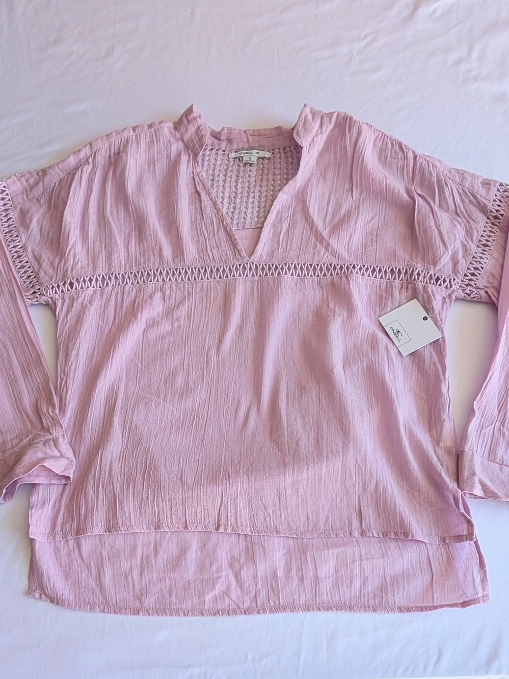 Juniors O'Neill Soft Pink Women's V-Neck Peasant Top